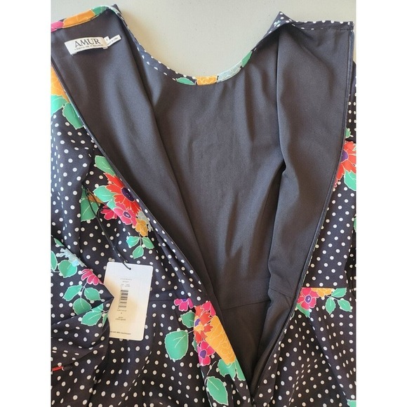 NWT AMUR Dalilah Tier Mini Dress Size 4 Black Pop Dot FC401 - Picture 8 of 11
